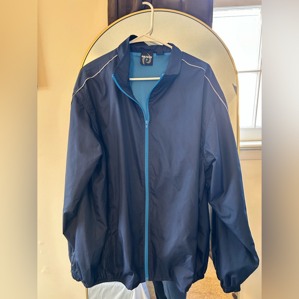 Men's Navy Windbreaker with Light Blue Accents